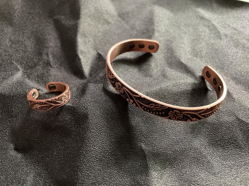 FASCIO Copper Bracelets and Copper Ring for Women Men,Adjustable Magnetic Lymphatic FASCIOAu supplements