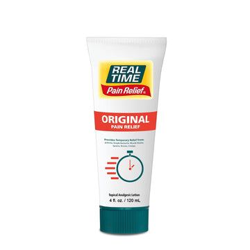 Real Time Pain Relief Cream 4oz Tube | 17 Natural Ingredients: 1.25% Menthol, Arnica & MSM | Muscle Strain & Joint Discomfort Relief for Arthritis, Cramps, Sprains, Bruises, Hands, Back & Knee Pain Real Time Pain ReliefAu supplements