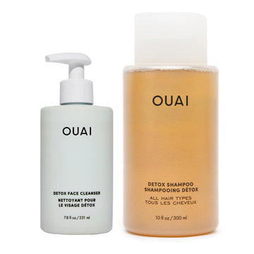 OUAI Detox Shower Routine Bundle - Gentle Detox Face Cleanser (7.8 Oz) and Clarifying Shampoo with Apple Cider Vinegar (10 Oz) - Removes Dirt, Oil, Product, Makeup, and Sunscreen - 2-Piece Bundle OUAIAu supplements