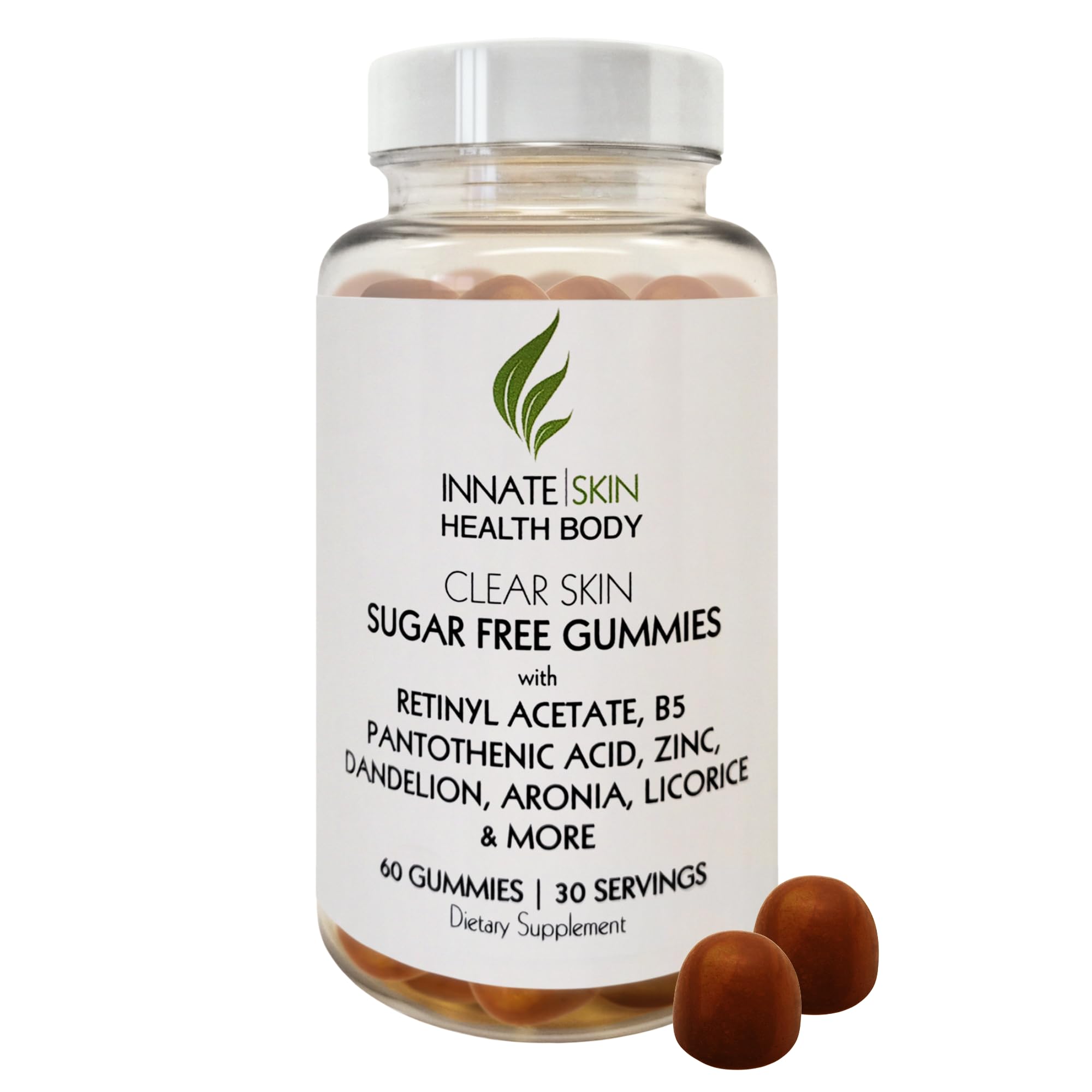 Innate Skin Health Body Clear Skin Acne Gummies - Complexion Supplement, Pantothenic Acid & Antioxidants, Vitamins 60 Count Innate SkinAu supplements