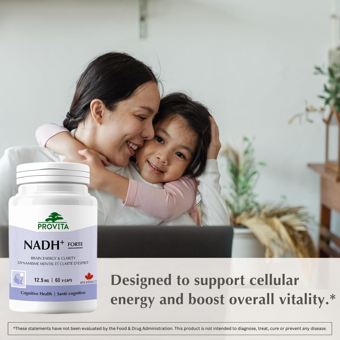 PROVITA NADH+ Forte | Cognitive Support Supplement with NADH, Coenzyme Q10 & Chlorophyll | Energy Support, Focus, Mental Clarity & Brain Health | Vegan Capsules | High Absorption Cellular Formula PROVITAAu supplements