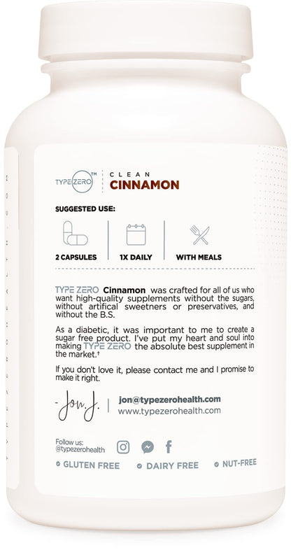 Type Zero Ceylon Cinnamon Capsules (1200mg | 120 Capsules) - Natural, Non-GMO, Gluten Free, Organic Cinnamon Bark Supplement Type ZeroUS supplements
