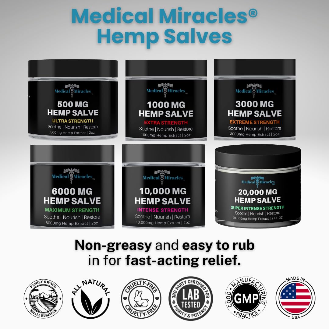 Medical Miracles Hemp 500 Mg Ultra Strength Healing Salve Ideal for Hips, Joints, Neck, Back, Elbows, Fingers, Hands, and Knees Medical MiraclesAu supplements