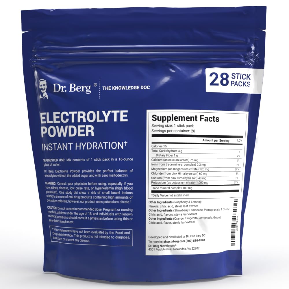 Dr. Berg's Electrolytes Powder Packets - Travel Size Hydration Electrolyte Drink Mix Dr. Berg NutritionalsUS supplements
