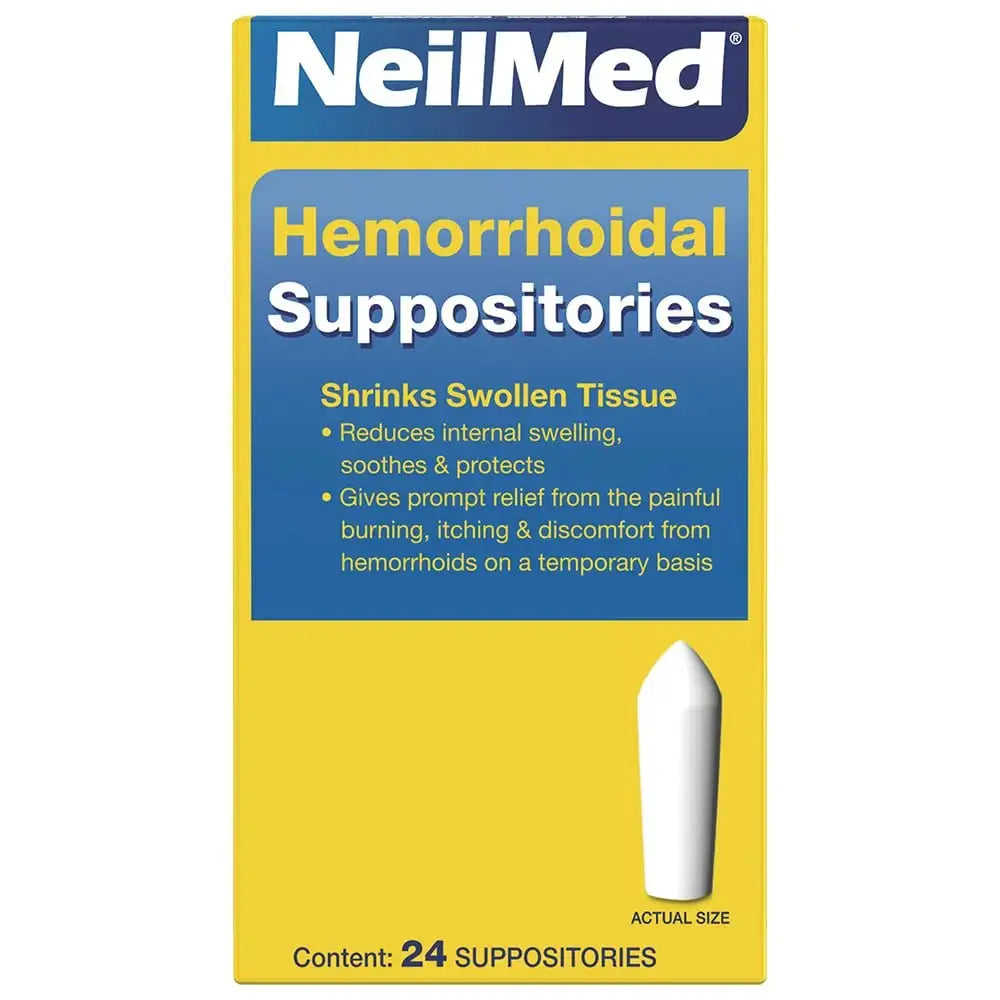 NeilMed Hemorrhoidal Suppositories, Shrinks Swollen Tissue, Relief from Burning, Itching and Discomfort of Hemorrhoids, 24 Count NeilMedAu supplements