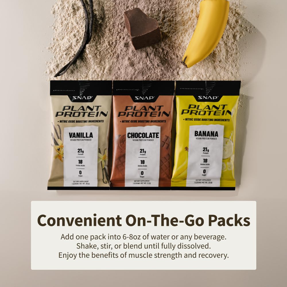 Snap Supplements 100% Plant Based Protein Powder Stick Packs with Nitric Oxide Booster Snap SupplementsAu supplements