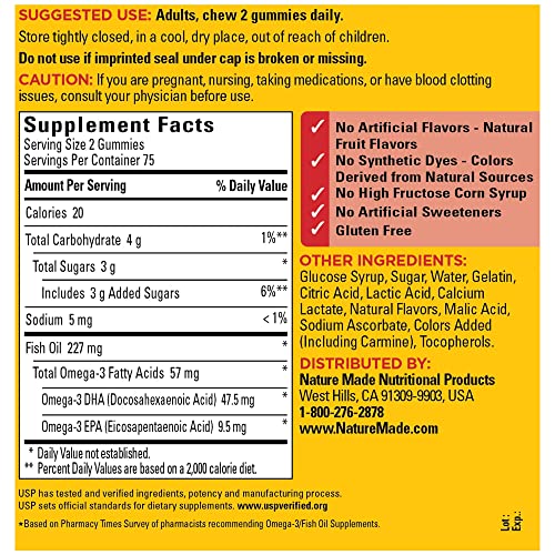 Nature Made Fish Oil Gummies, Omega 3 Fish Oil Supplements, Healthy Heart Support Nature MadeAu supplements