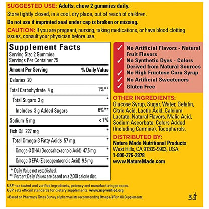 Nature Made Fish Oil Gummies, Omega 3 Fish Oil Supplements, Healthy Heart Support Nature MadeUS supplements