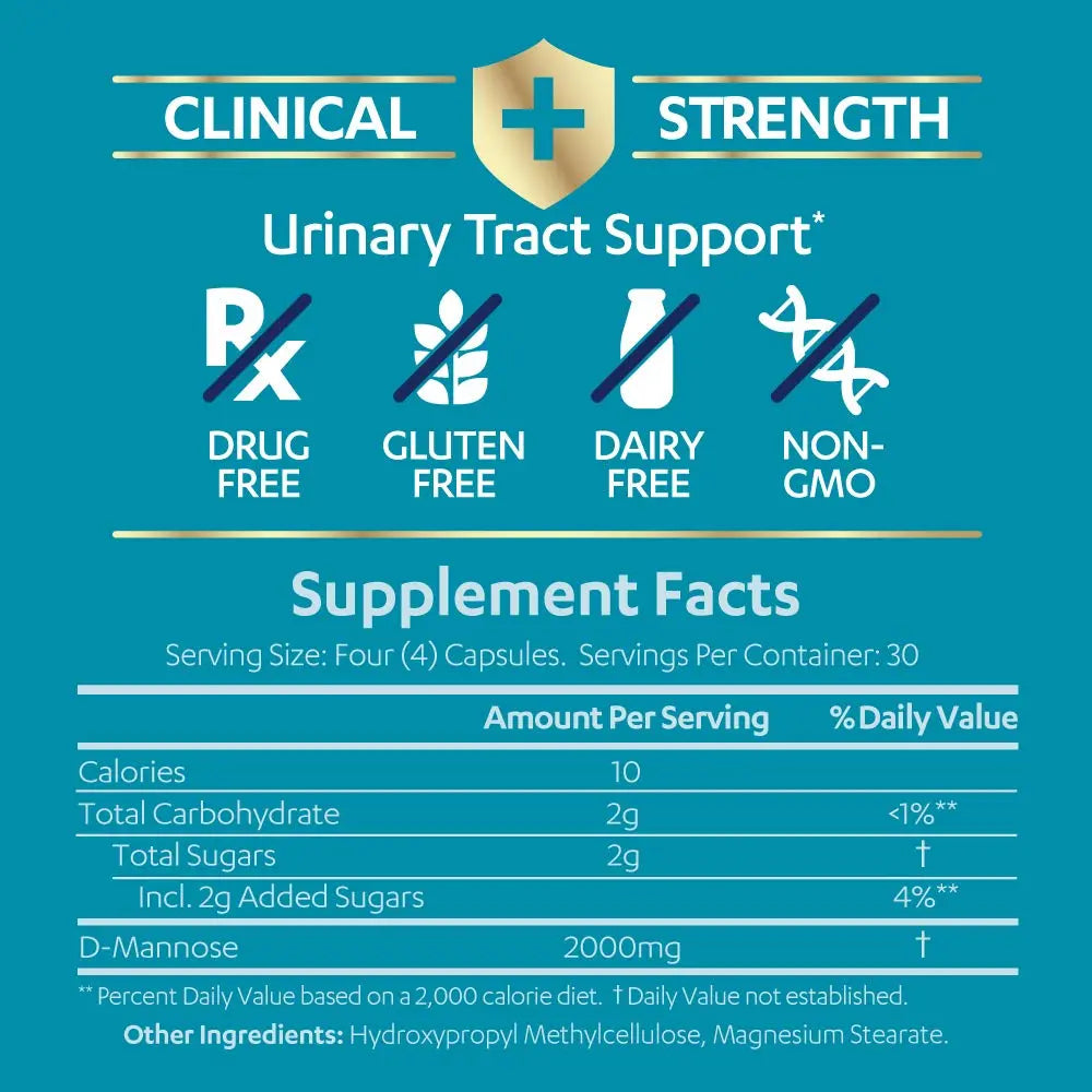 AZO D Mannose Urinary Tract Health, Cleanse, Flush & Protect The Urinary Tract, No.1 Pharmacist Recommended Brand, Clinical Strength, Non-GMO, 120 Count (Pack of 2) AZOAu supplements