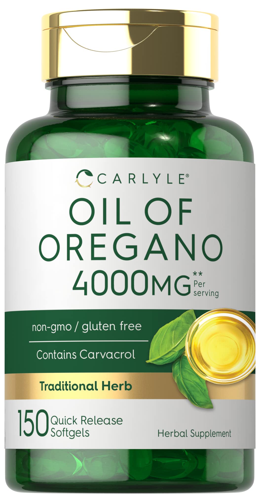 Oregano Oil Extract | Max Potency | 150 Softgel Capsules | Non-GMO and Gluten CarlyleUS supplements