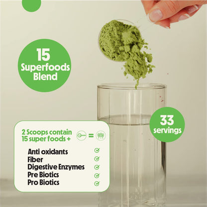 Better Alt Greens Powder, Helps Reduce Bloating, 15 Super Greens- Blend of Spirulina Better AltUS supplements