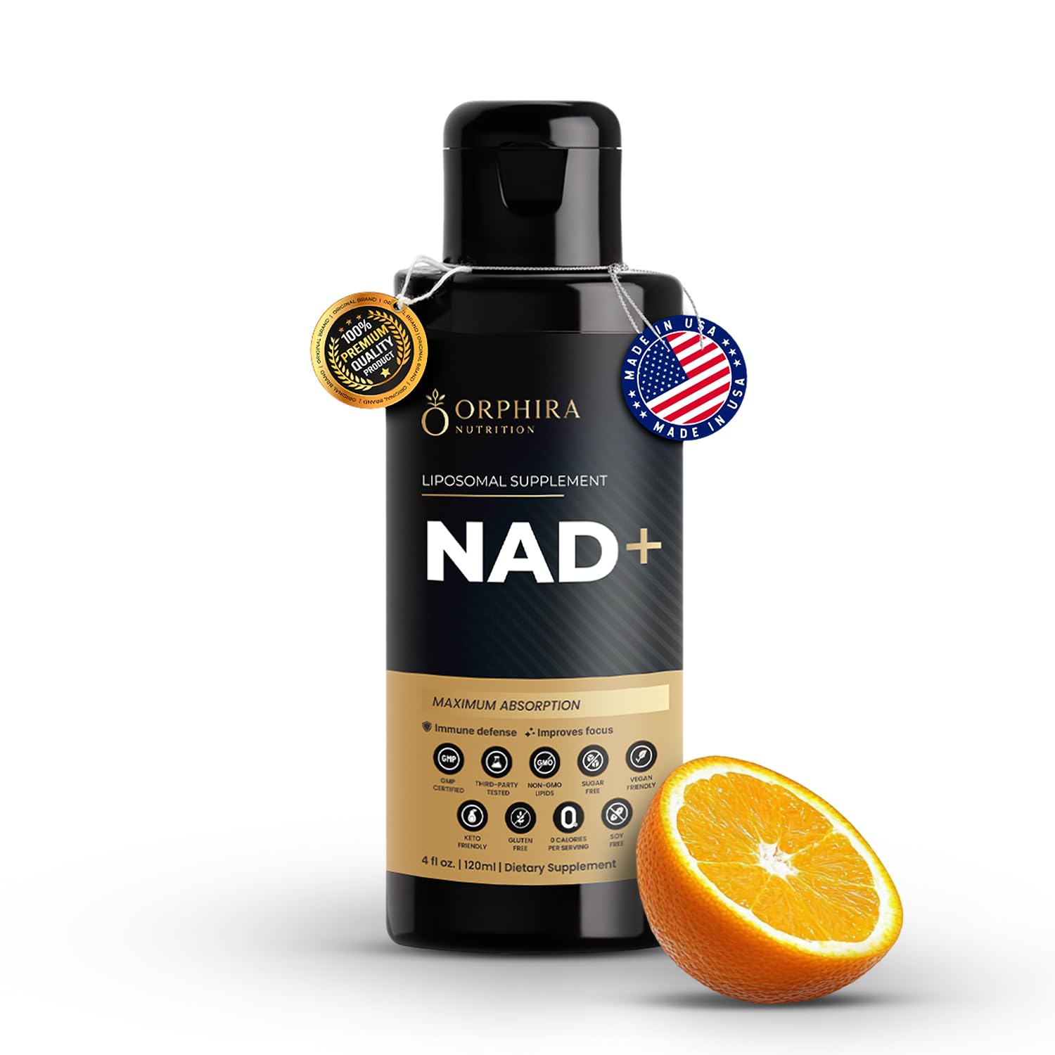 Orphira Liquid Liposomal NAD+ Supplement - 10x Better Absorption for Cellular Energy, Mental Clarity, Healthy Aging & Vitality Support - Enhanced NAD Plus, Vegan, Non-GMO - 30 Servings (4 fl oz) Orphira NutritionAu supplements