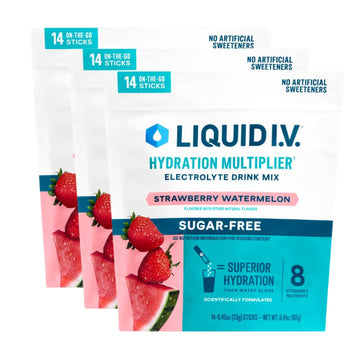 Liquid I.V.® Hydration Multiplier Sugar Free – Strawberry Watermelon | Electrolyte Powder Drink Mix | 3 Pack (42 Servings) Liquid I.V.US supplements
