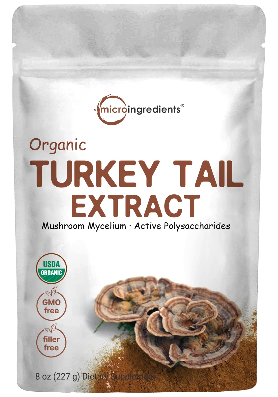 Organic Turkey Tail Mushroom Powder (50:1 Extract), 8 Ounce | Sustainably US Grown Micro IngredientsUS supplements