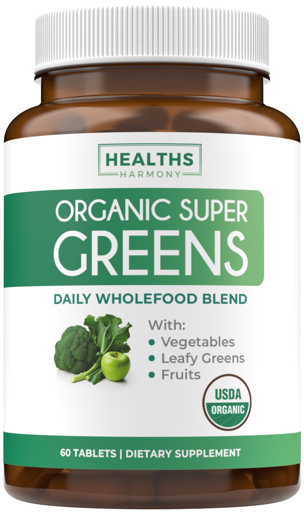 USDA Organic Super Greens Supplement - Organic Greens Fruits and Vegetable Supplement for Adults with 28 Superfood Complex with Superfruits Roots Herbs & More - Vegan & Non-GMO (Up to 1 Month Supply) Healths HarmonyAu supplements