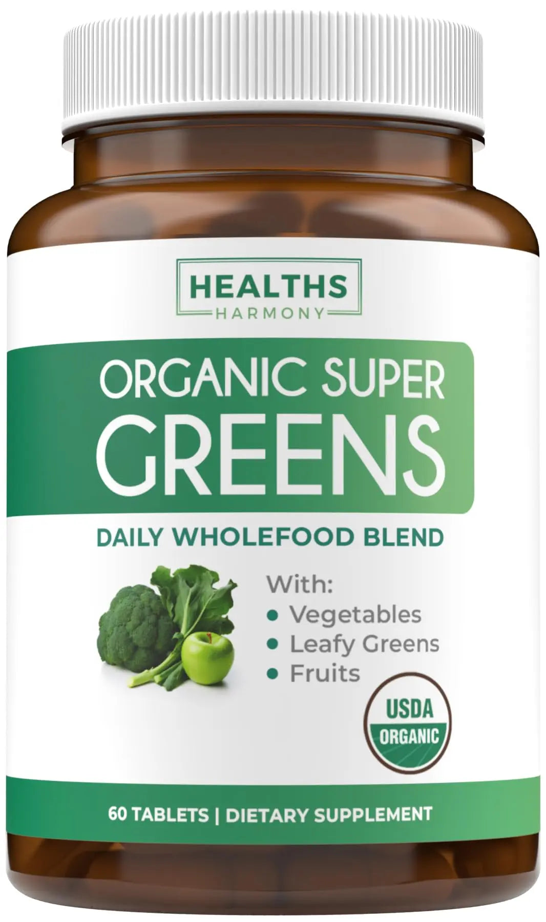 Super Greens & Vitamin C (1-Month Supply) Greens & C Synergy Bundle of Organic Super Greens Powder - Complete Superfood (60 Capsules) & & Vitamin C Immune Support (60 Vegetarian Caps)(Non-GMO) Healths Harmonynz supplements