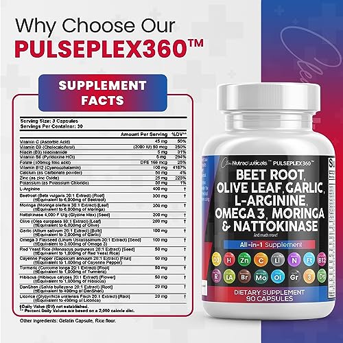 Beet Root Capsules 6000mg Olive Leaf 6000mg Nattokinase 4000 FU Clean NutraceuticalsUS supplements