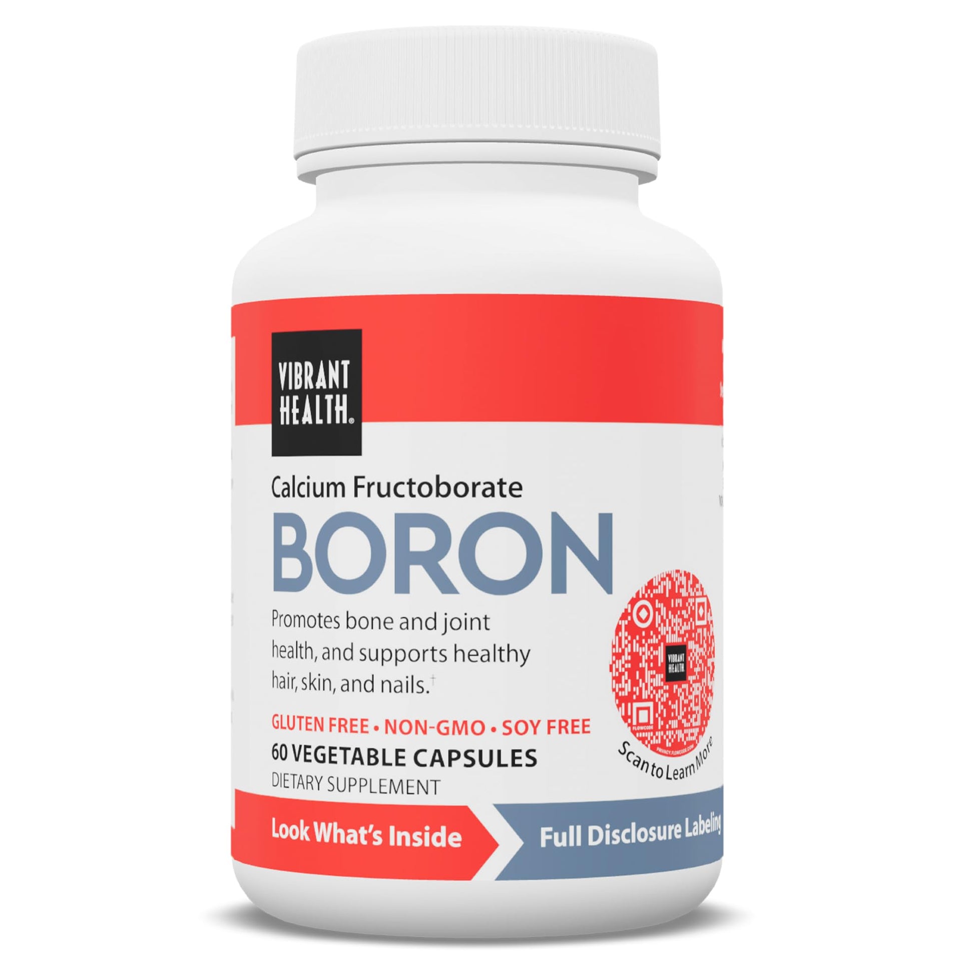 Vibrant Health - Super Natural Boron, Support for Healthy Joints, Hormone Levels, and Connective Tissue with Calcium Fructoborate and Broccoli Powder, Gluten Free, Vegetarian, Non-GMO, 60 Count Vibrant HealthAu supplements