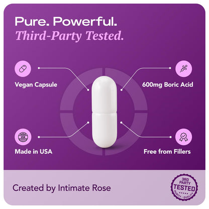 Intimate Rose Boric Acid Vaginal Suppositories, 30 Count for Feminine Deodorizing & Freshness - Vegan Capsules Intimate RoseUS supplements