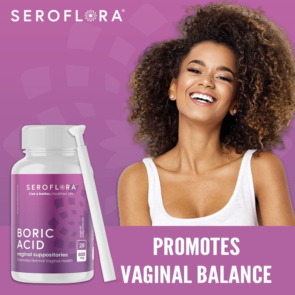 Seroflora Boric Acid Vaginal Suppositories for Women + 1 Suppository Applicator - Helps Support Vaginal Odor pH Balance, Yeast Infection and Bacterial Vaginosis SerofloraUS supplements