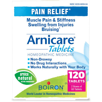 Boiron Arnicare Tablets for Pain Relief from Muscle Pain, Joint Soreness, Swelling from Injury or Bruises - 120 Count (2 Pack of 60) BoironAu supplements