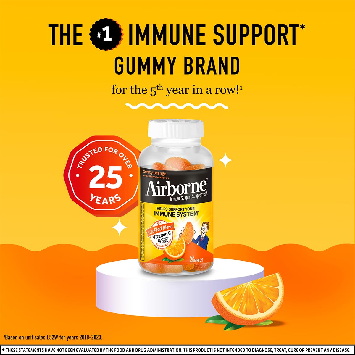 Airborne 750mg Vitamin C Immune Support Supplement Gummies for Adults, Zesty Orange Flavor, Gluten Free Crafted Blend with Powerful Antioxidants Vitamins A C & E, 63 Gummies (3 Pack) AirborneAu supplements