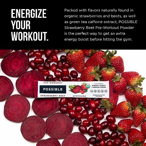 Possible Beet Pre-Workout - Strawberry Beet Flavor - Individually Wrapped Servings PossibleUS supplements