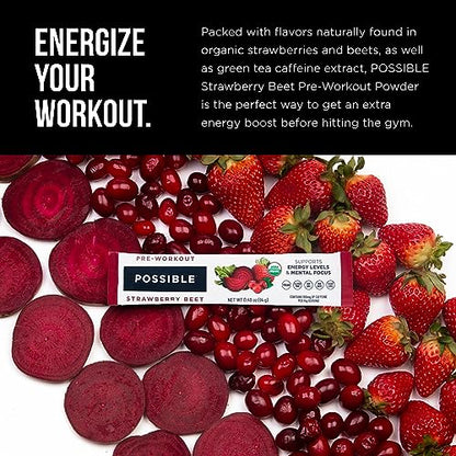 Possible Beet Pre-Workout - Strawberry Beet Flavor - Individually Wrapped Servings PossibleUS supplements