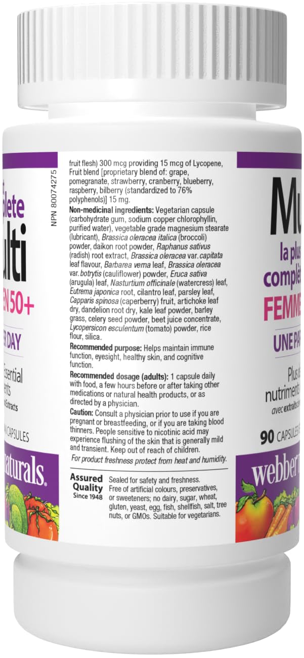Webber Naturals Women's 50+ Most Complete Multi, 90 Vegetarian Capsules Webber NaturalsAu supplements
