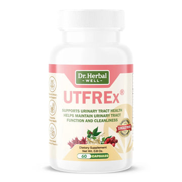 DR. HERBAL WELL UTFREX Clinically Proven Urinary Tract UTI Health Supplement Natural Support Cleanse Flush Protect (No Probiotics & D-Mannose) – 60 Capsules DR. HERBAL WELLAu supplements