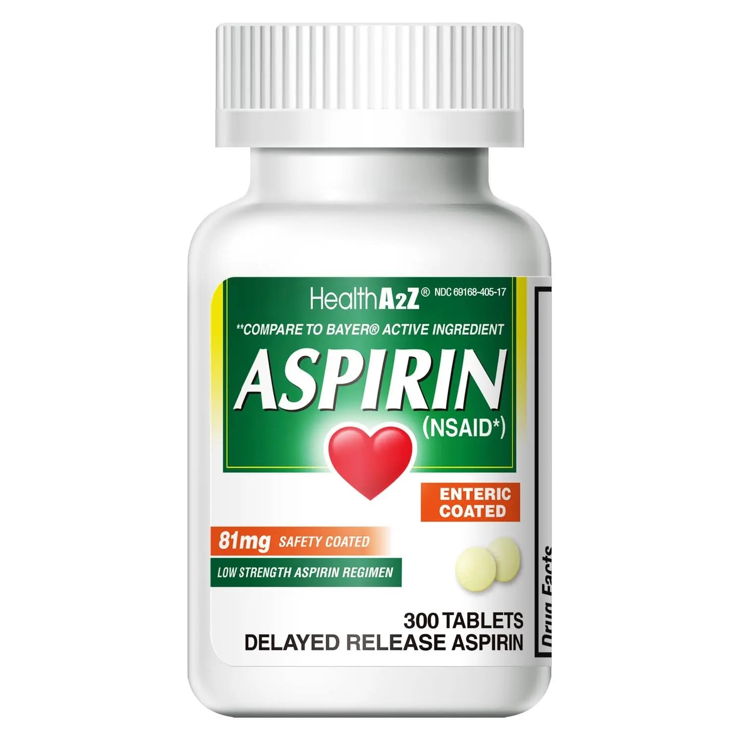 HealthA2Z® Aspirin 81 mg | Low Strength | Enteric Coated | Pain Relief | Reduces Minor Aches Muscle Pain & Cramps | Fever Reducer | Reduces Headache (300 Counts) HealthA2ZAu supplements