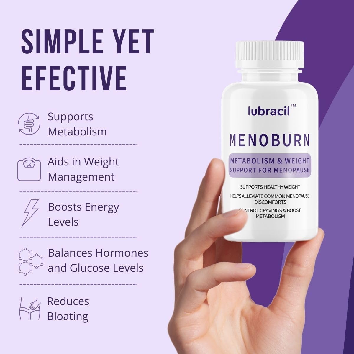 Lubracil Menoburn Perimenopause & Menopause Supplements for Women – Helps Metabolism, Estrogen & Wellness – Targets Hot Flashes, Bloating & Energy – 120 Count, 2 Pack LubracilAu supplements