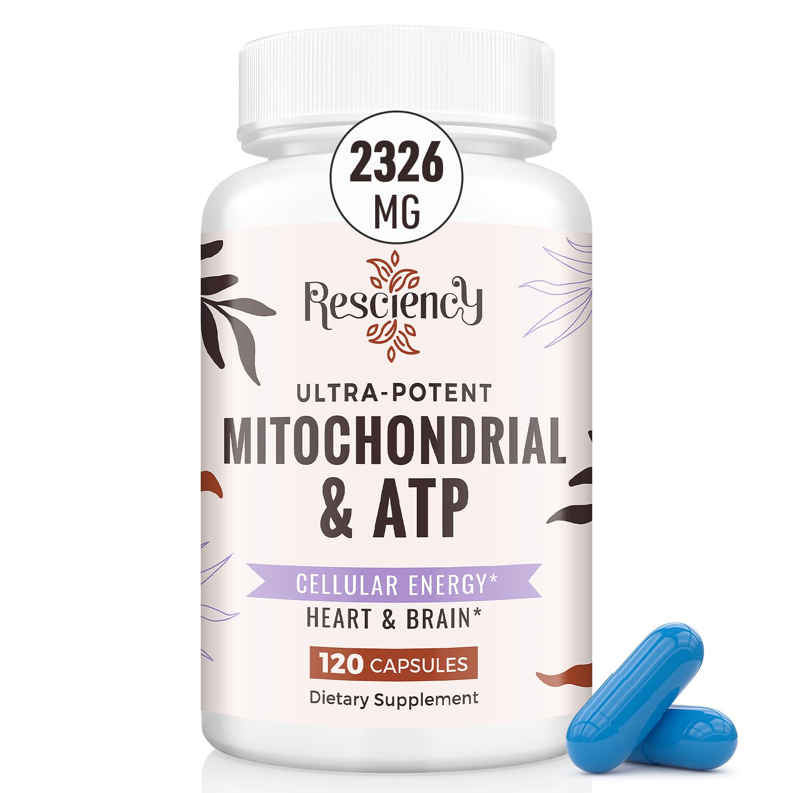Resciency 2326 MG Mitochondrial Supplements with ATP, Vitamins, CoQ10 & PQQ, More Effective Than Creatine HMB & Nitric Oxide, Energy, Endurance, Strength, Recovery & Muscle, Organic, 120 Capsules ResciencyAu supplements