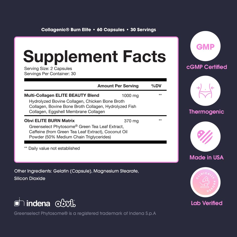 Obvi Burn Elite, Collagenic Thermogenic for Weight Loss, Boost Energy and Focus ObviUS supplements