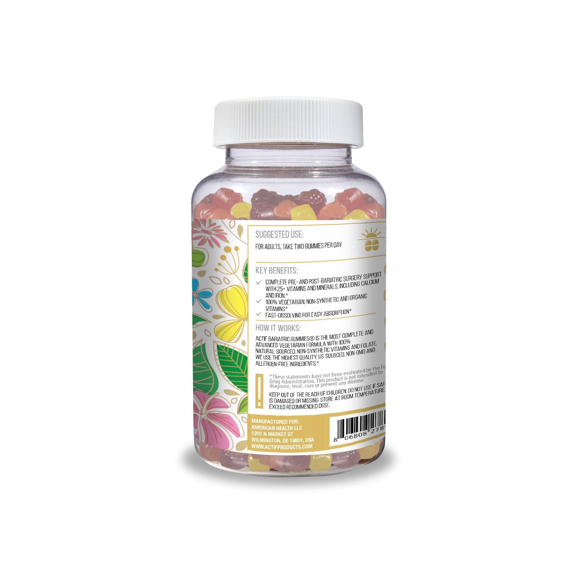ACTIF Organic Bariatric Gummies with 25+ Organic Vitamins and Minerals for Bariatric Surgery Gastric Bypass Surgery, Advanced Formula - 90 Count ACTIFAu supplements