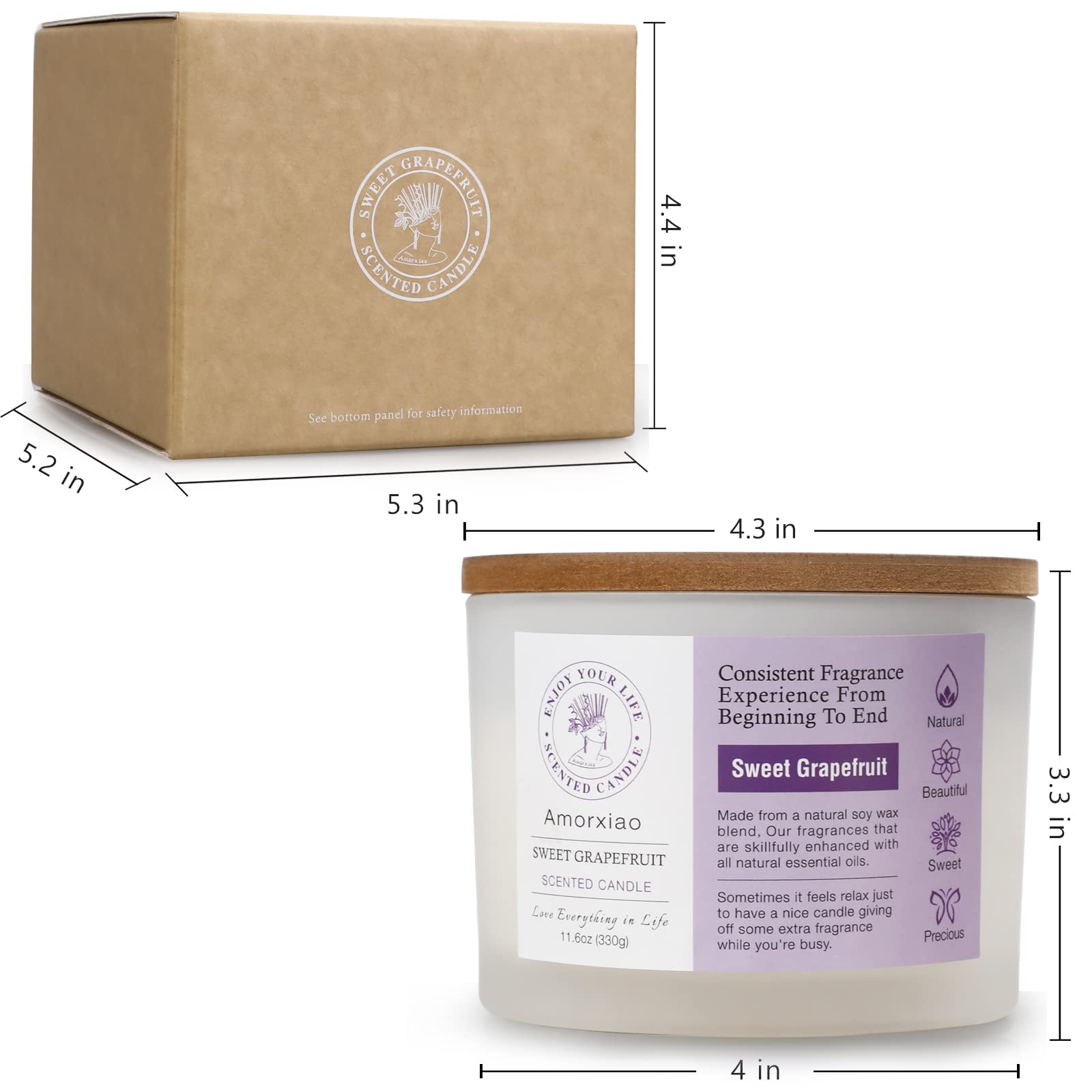 3 Pack Candles for Home Scented, 34.8 oz 240 Hour Long Lasting Candles Set, Grapefruit &Lavender ROSIANSAu supplements
