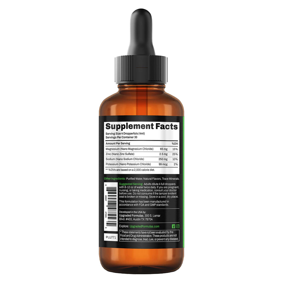 Upgraded Formulas Upgraded Charge Optimal Electrolyte Blend with Liquid Nano Minerals Dietary Supplement, 4 Fluid Ounces Upgraded FormulasUS supplements