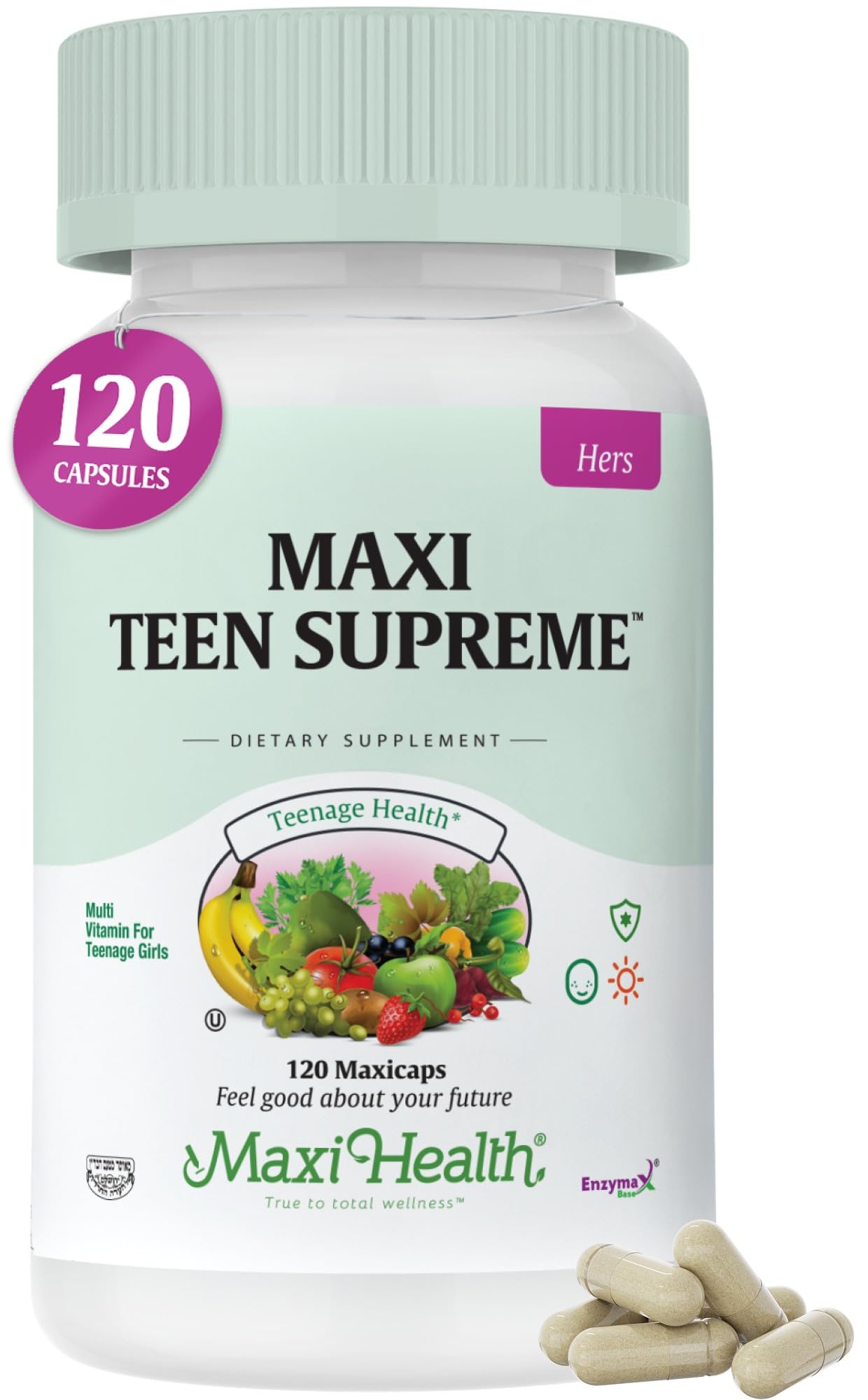 Teen Vitamins for Girls 12-17 - Teen Multivitamin D3, Iron, Calcium, Biotin, Zinc, Digestive Enzymes – Teenager Girl Multi Vitamins Maxi HealthUS supplements