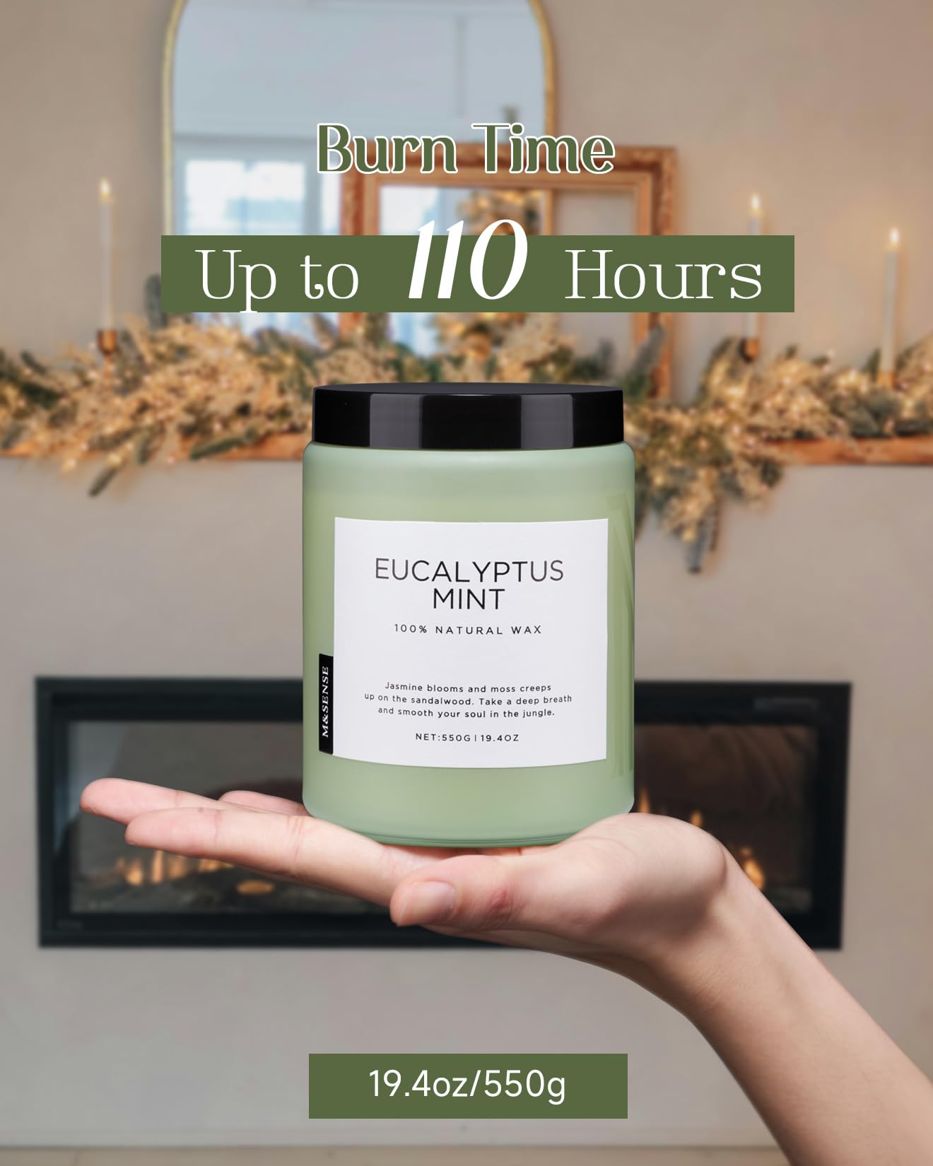 M&SENSE Eucalyptus Mint Candles for Home Scented, 19.4oz 110 Hours Burn Soy Aromatherapy M&SENSEAu supplements