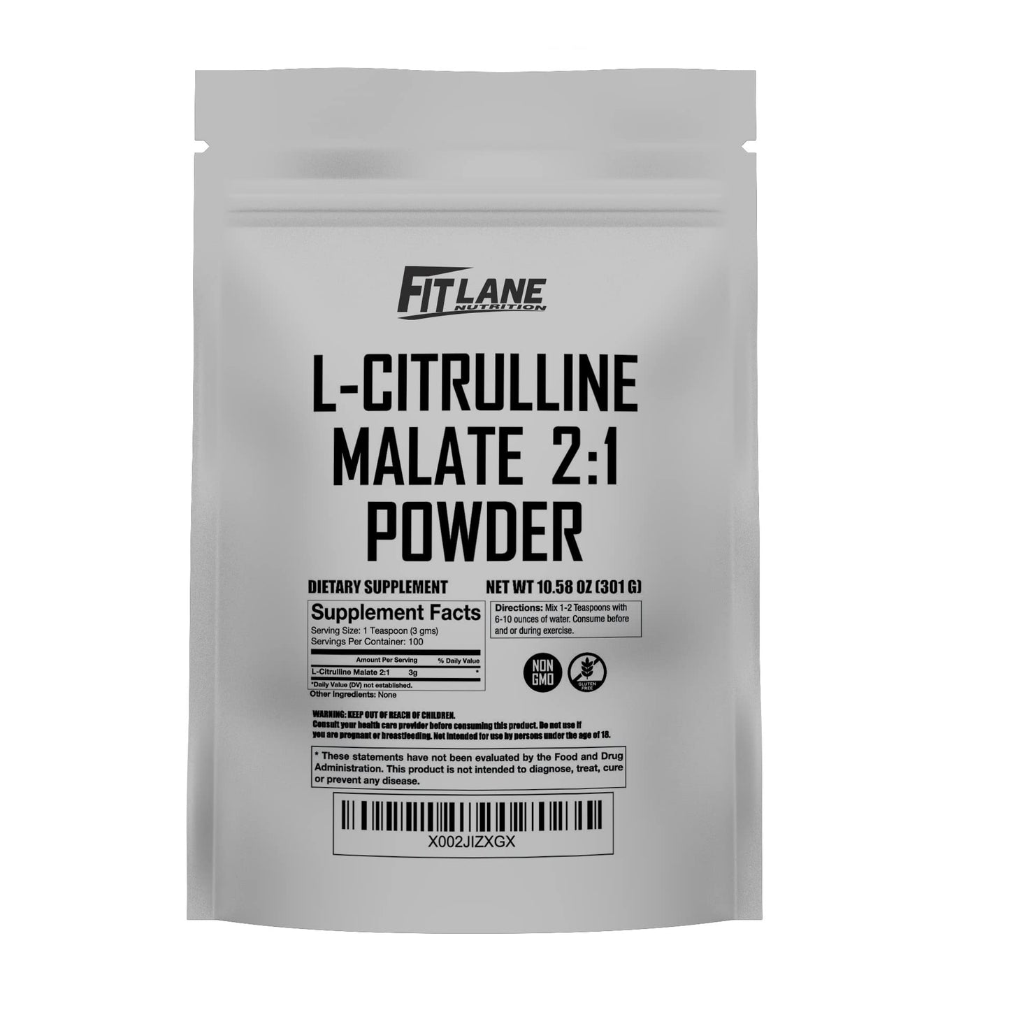 L Citrulline Malate 2 1 Powder 300 Grams - Bulk L Citrulline Powder - Free Form Amino Fit Lane NutritionUS supplements