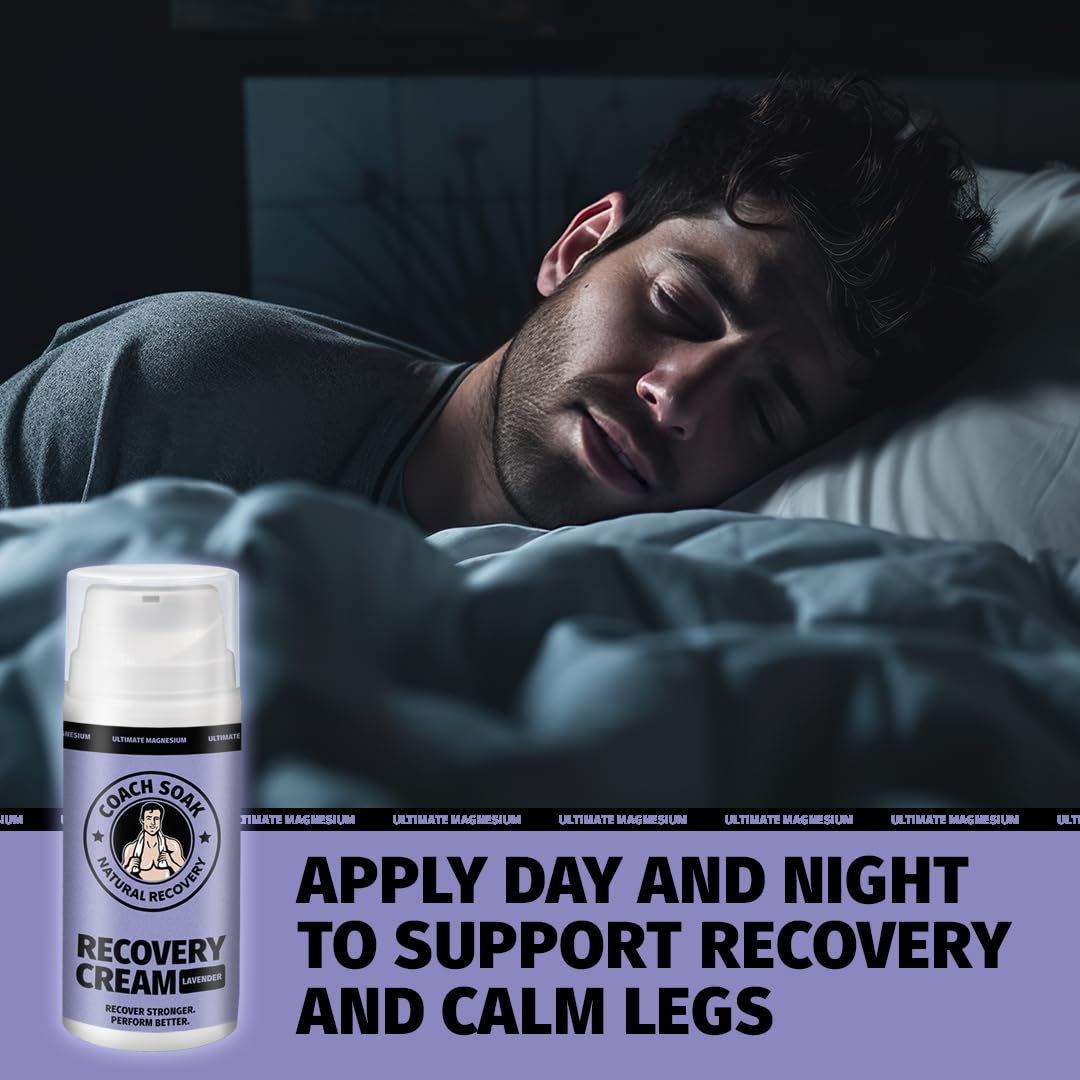 Coach Soak Magnesium Cream with MSM in Pump Bottle - Natural Recovery Cream with Magnesium Chloride & Menthol - Fast-Absorbing for Muscles & Joints, Lavender 3.4oz Coach SoakAu supplements