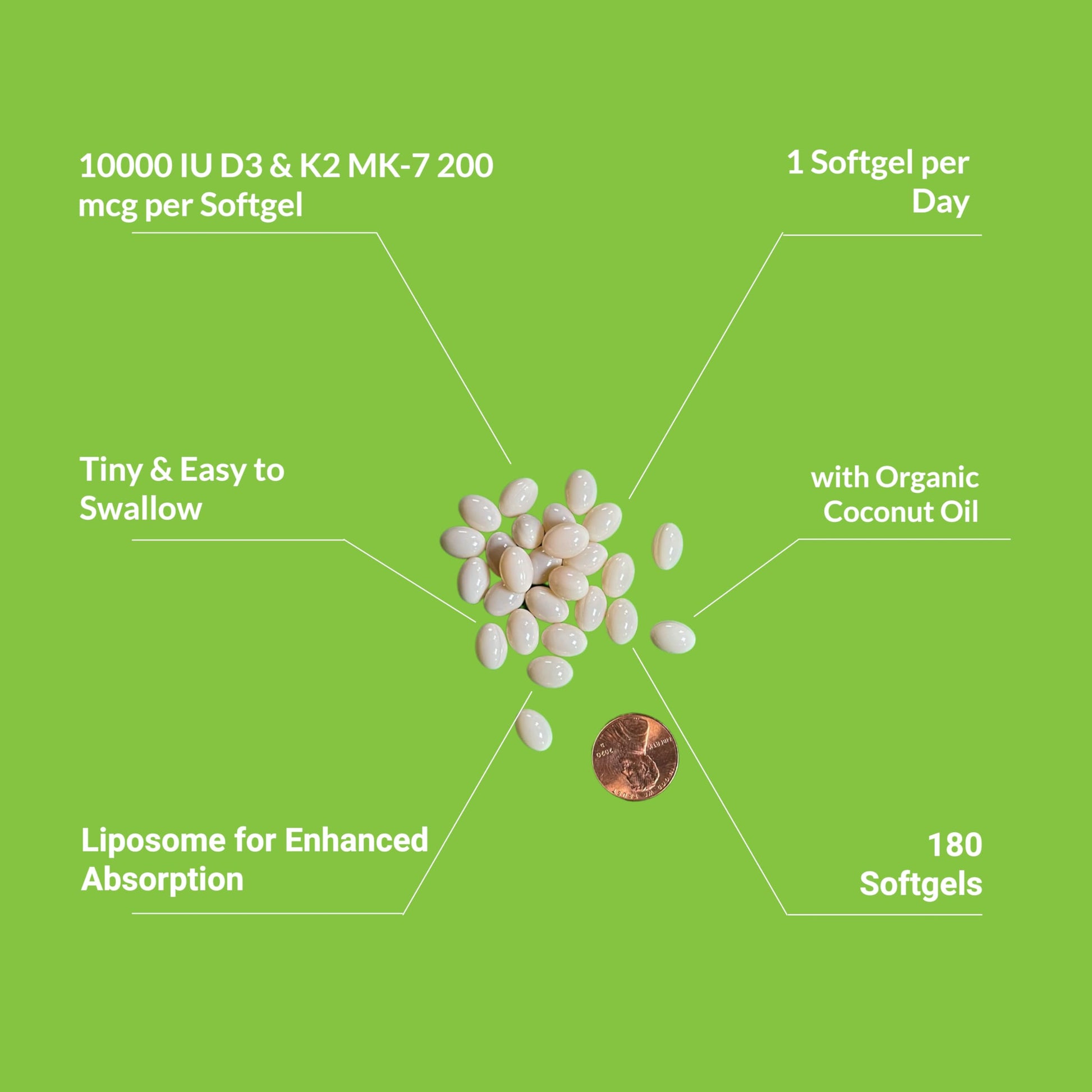 UpNourish Liposomal D3 K2 Vitamin 10000 IU D3 and K2 MK-7 200 mcg - 180 Vitamin D3 k2 (Vitamina D3 con K2) Mini Softgels - Easy to Swallow K2 D3 Vitamin UpNourishAu supplements