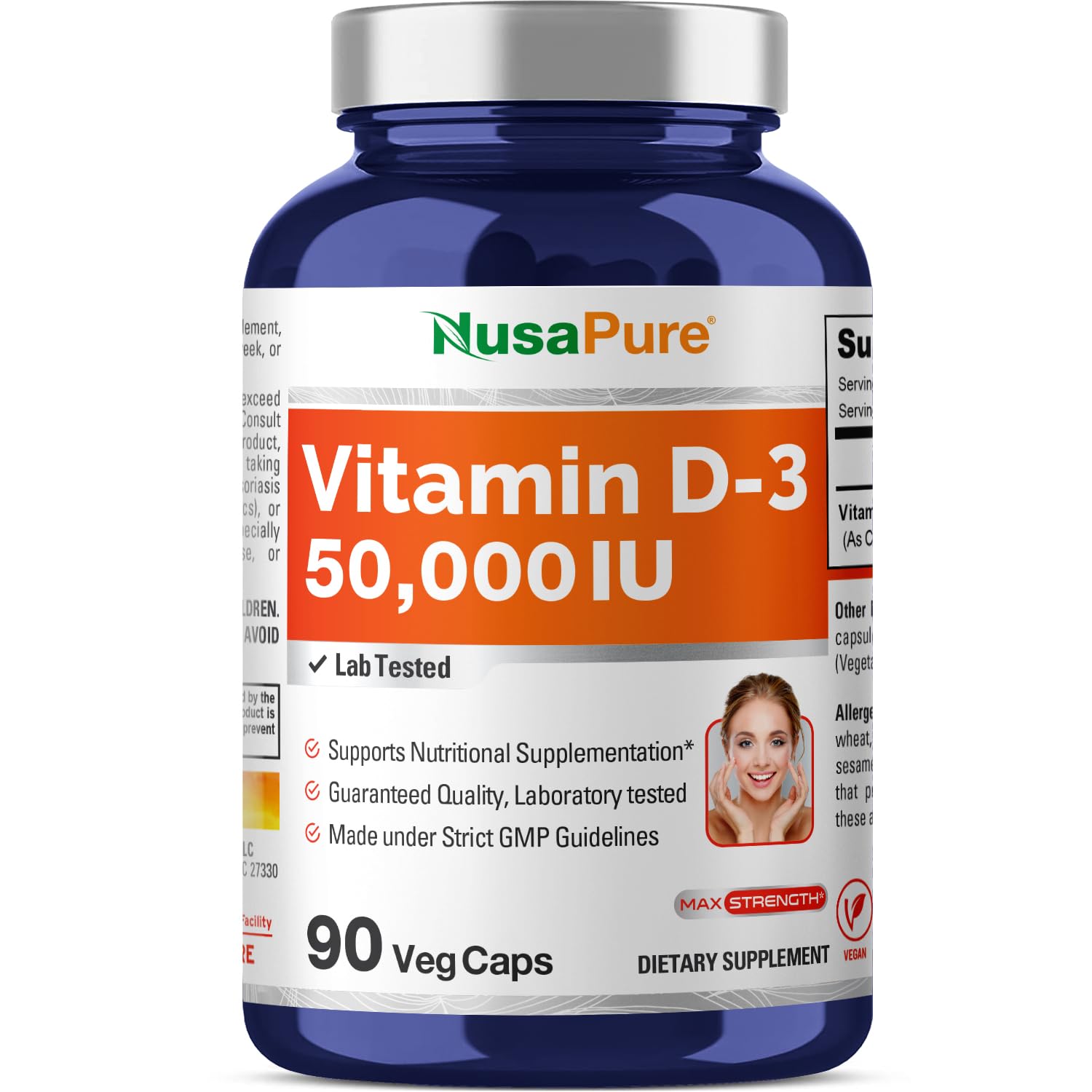 NusaPure Vitamin D3 50,000 IU 90 Veggie Capsules (Non-GMO & Vegan) NusaPureAu supplements