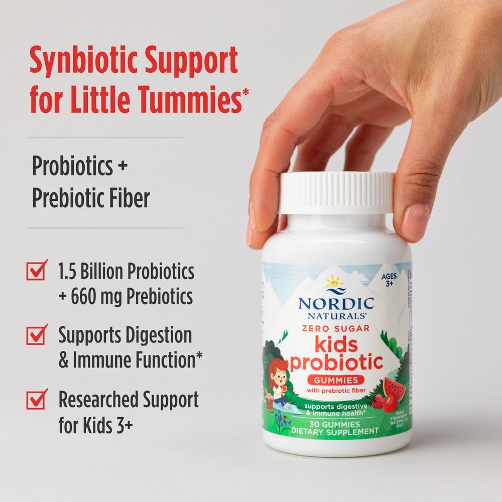 Nordic Naturals Vegan Probiotic Gummies Bundle - Zero Sugar Kids Probiotic Gummies - Strawberry Watermelon Flavor - 30 Gummies, Zero Sugar Probiotic Gummies - Strawberry Watermelon Flavor - 40 Gummies Nordic NaturalsAu supplements