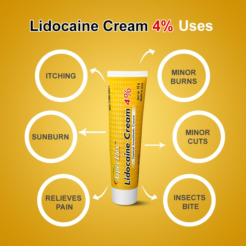 ASPERFLEX™ Lidocaine Pain Relief Cream 4% - Fast-Acting Numbing Cream for Muscle & Joint Pain, Arthritis, Backache, and More - 15G ASPERFLEXAu supplements