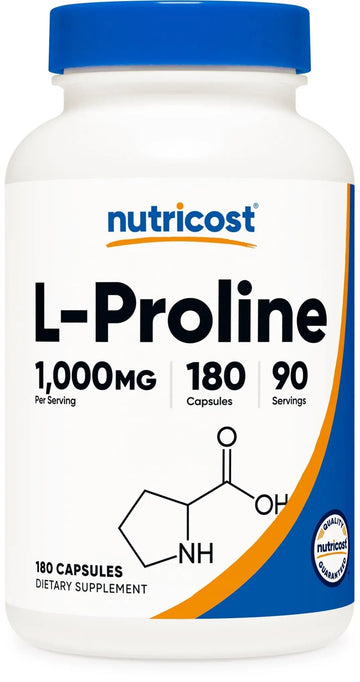 Nutricost L-Proline 1000mg, 180 Capsules (90 Servings) - 500mg Per Cap, Non-GMO, Gluten Free NutricostAu supplements