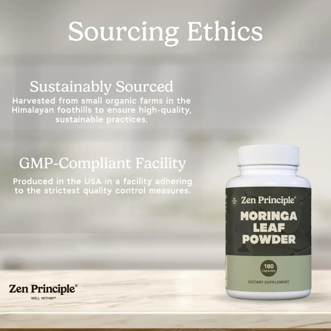 Zen Principle Organic Moringa Oleifera. Ultra-Premium. Provides an All Natural Energy Boost and Multi-Vitamin Zen PrincipleAu supplements