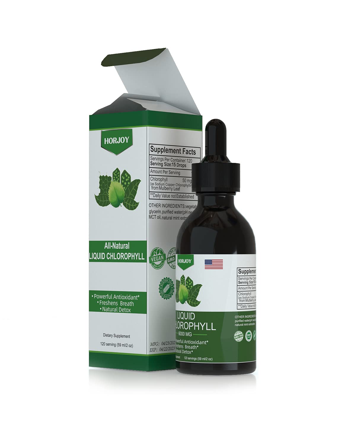 Chlorophyll Liquid Drops - 100% Natural Energy Booster and Immune Support - Internal HorjoyAu supplements