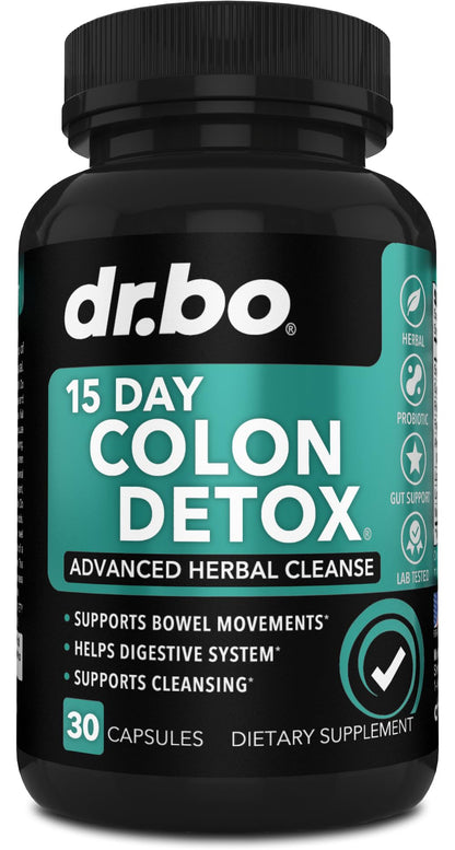 Colon Cleanser Detox for Weight Flush - 15 Day Intestinal Cleanse Pills & Probiotic - Fast Natural Laxative for Constipation Relief - Bowel Movement Supplements for Stomach Bloating, Gut Loss Support DR. BOUS supplements