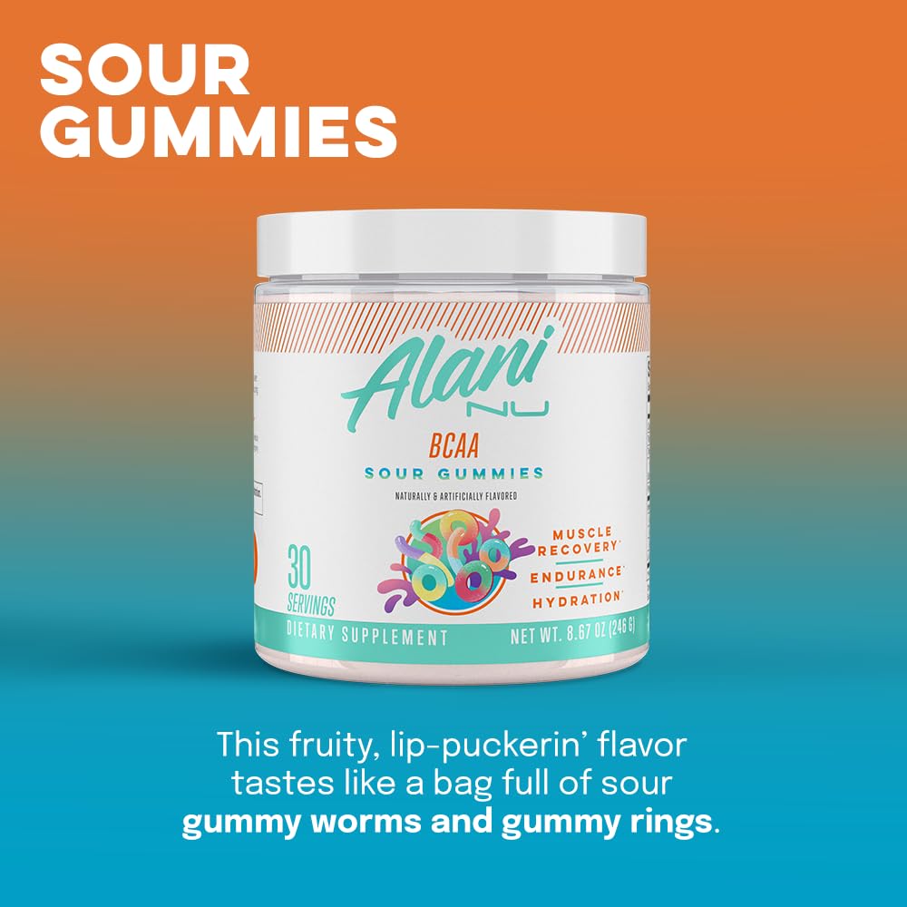 Alani Nu Breezeberry Pre Workout and BCAA Sour Gummies Post Workout Powder Bundle Alani NuAu supplements